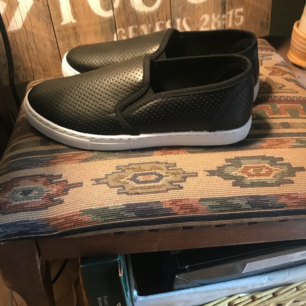 Faux leather slip on sneakers